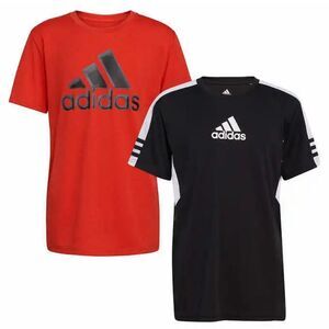 Adidas Logo 2-Pack Performance Tees in Red and Black Kids Boys Size M